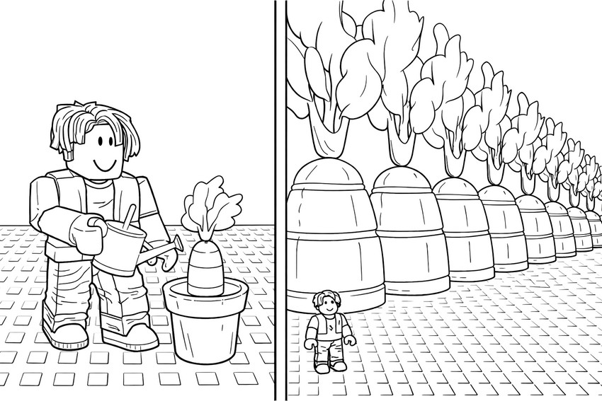 Udskrivbar farvelægningsside - Roblox - Grow a garden