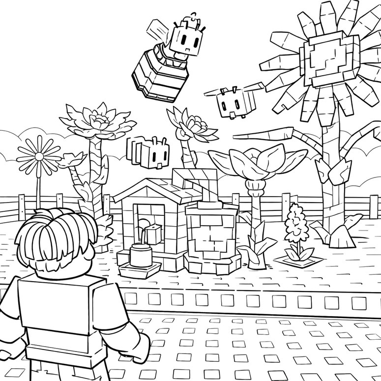 Udskrivbar farvelægningsside - Roblox - Grow a garden