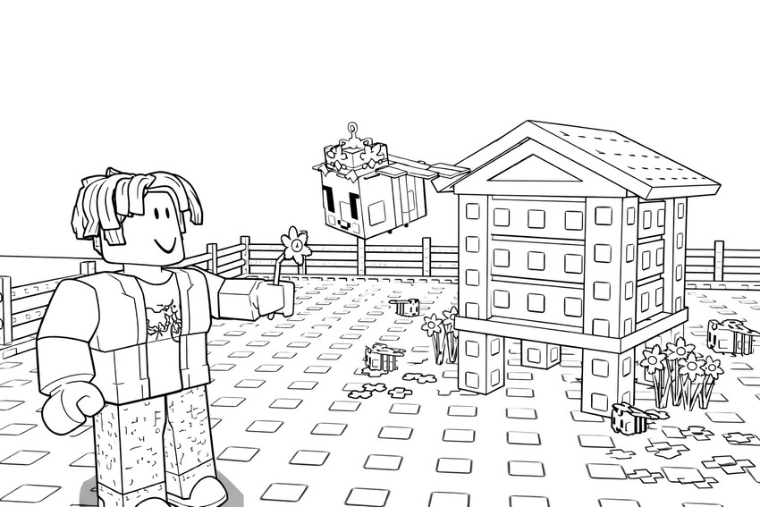 Udskrivbar farvelægningsside - Roblox - Grow a garden