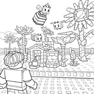 색칠용 종이 - 벌과 거대 꽃의 정원 - Roblox - Grow a garden