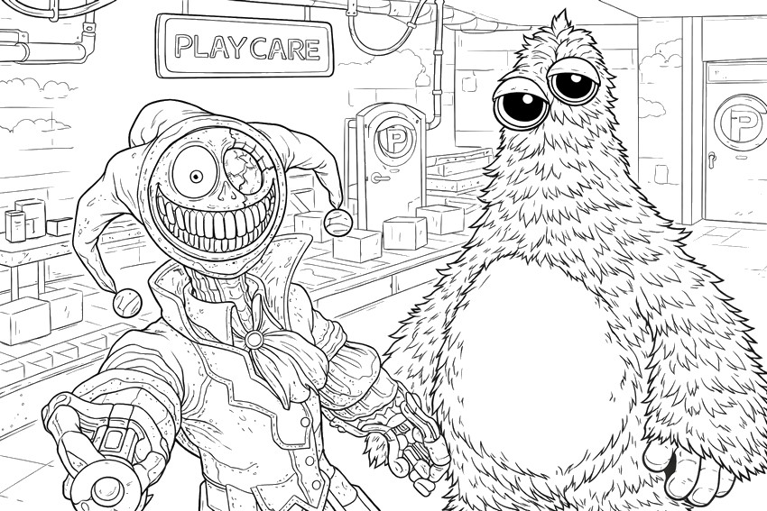 Image à colorier - Le prototype - Poppy Playtime 5 - Chum Chompkins