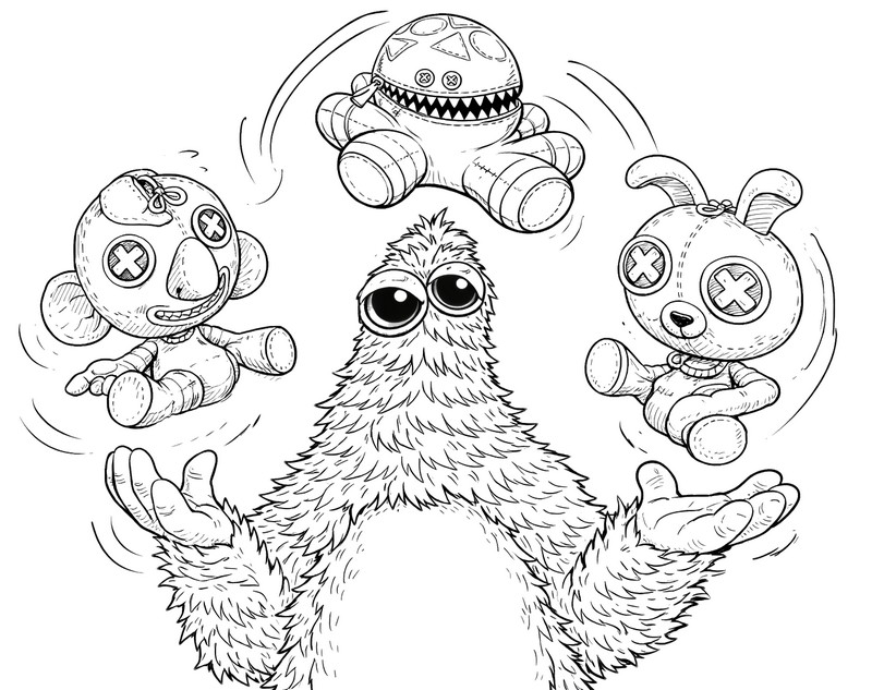 Coloriage gratuit - Jonglage - Poppy Playtime 5 - Chum Chompkins