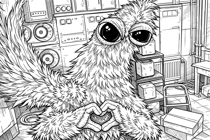 Coloriage à télécharger - La salle de contrôle - Poppy Playtime 5 - Chum Chompkins