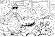 Coloriage gratuit - Wrongside Outimals - Poppy Playtime 5 - Chum Chompkins