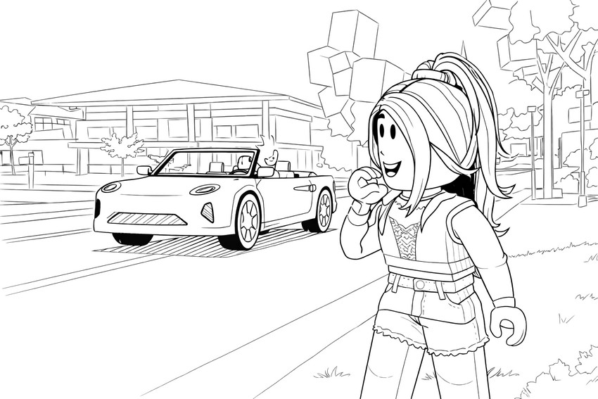 Coloriage - La voiture de sport - Roblox - Brookhaven RP