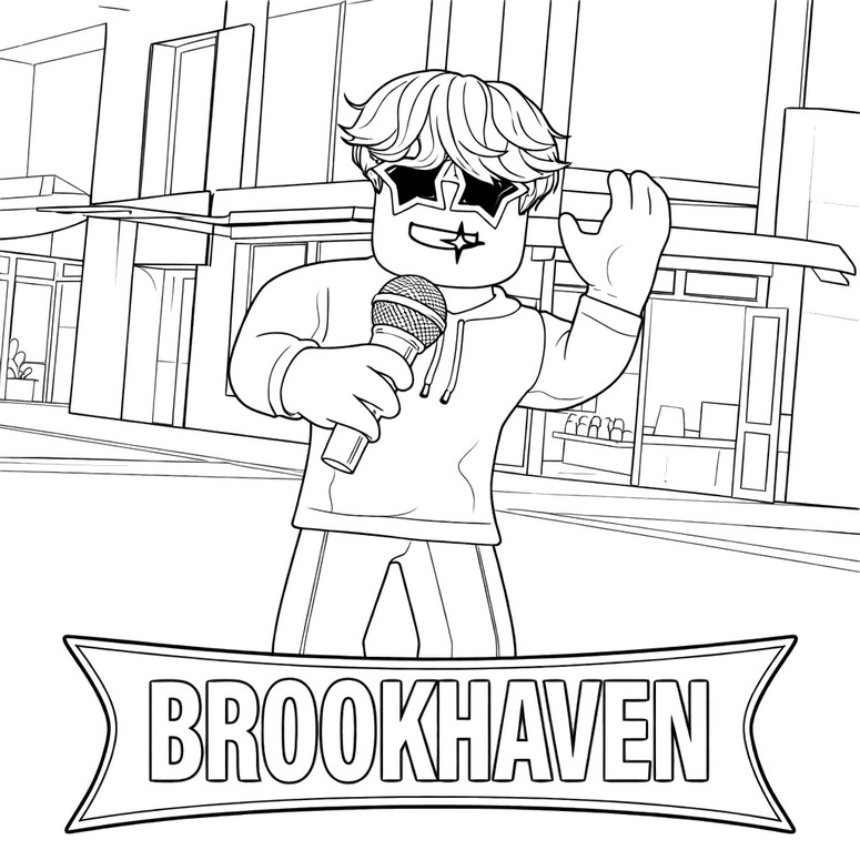 Dessin à colorier - Le chanteur star - Roblox - Brookhaven RP