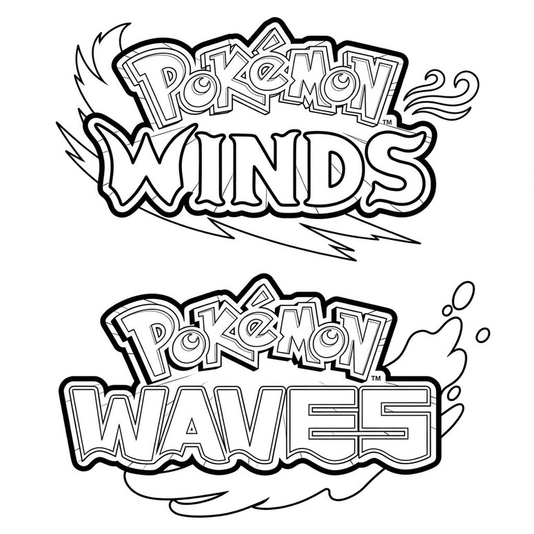 Ausmalbild zum Ausdrucken - Logo (Englisch) - Pokémon Wind und Welle