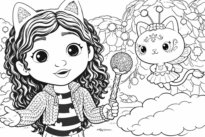 Downloadable coloring - Dandelion Fairy - Gabby's Dollhouse - Fairylandia