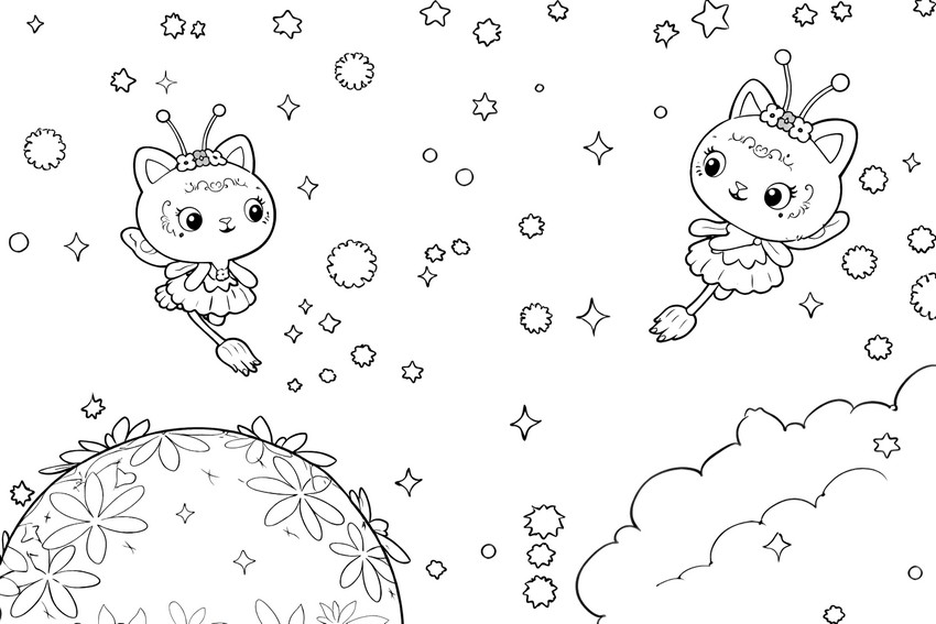 Coloring sheet - Kitty Fairy - Gabby's Dollhouse - Fairylandia