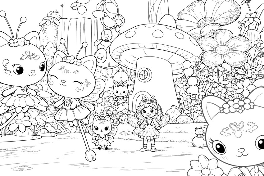 Free coloring page - The magic garden - Gabby's Dollhouse - Fairylandia
