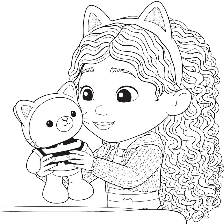 Drawing to color - Gabby & Pandy Paws - Gabby's Dollhouse - Fairylandia