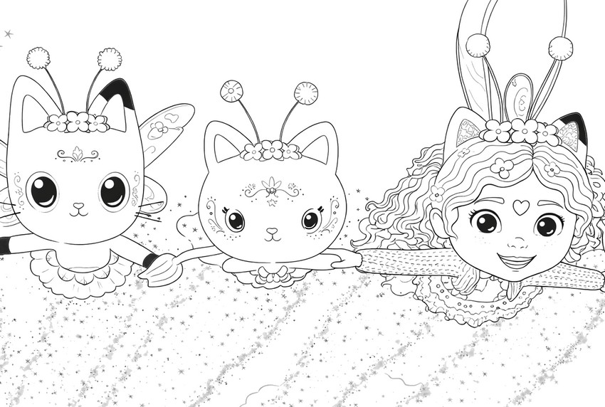 Printable coloring - Gabby and the Fairy Kittens - Gabby's Dollhouse - Fairylandia