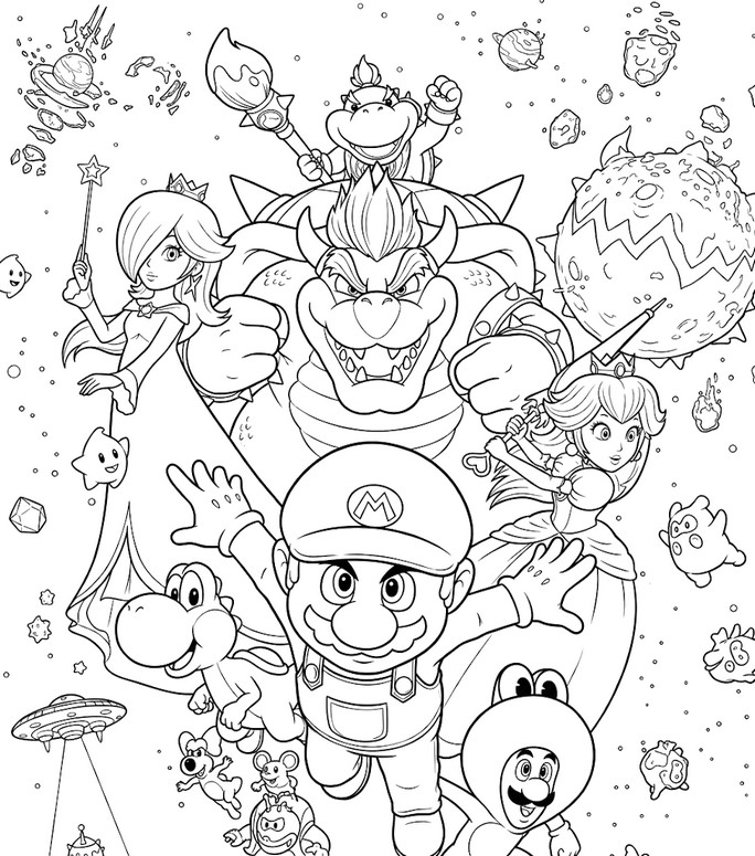 Coloriage - Affiche - Super mario Galaxy: Le film