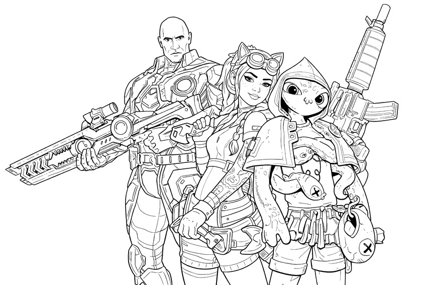 Imagem para colorir - O Fundação & Polvito & Jules de Elite - Fortnite Arceto de Contas