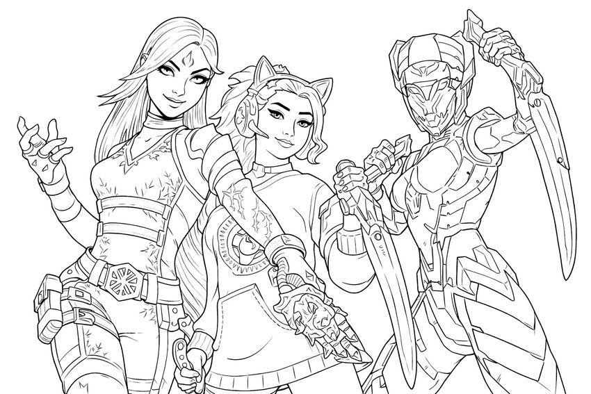 Desenho para colorir - Dama Vento Congelante & Dasha & A Ordem - Fortnite Arceto de Contas