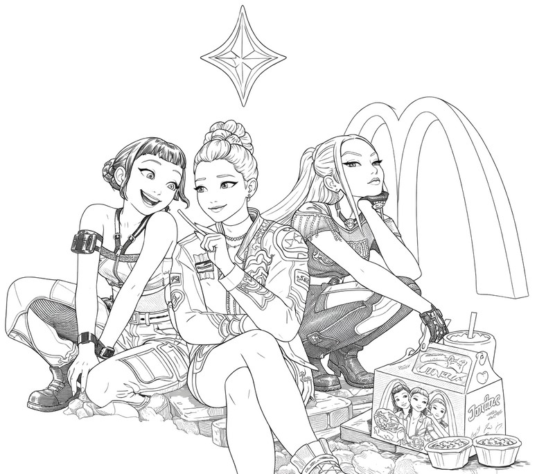 Coloring page - HUNTR/X - KPop Demon Hunters x McDonald's