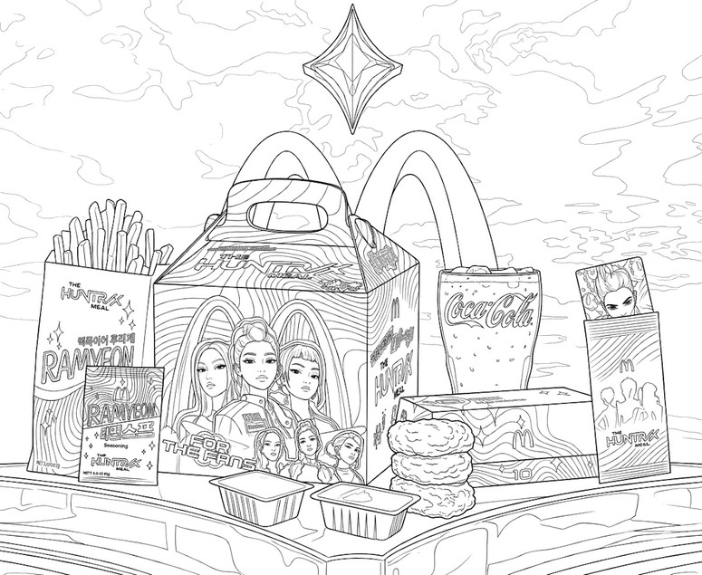 Coloring sheet - HUNTR/X Menu - KPop Demon Hunters x McDonald's