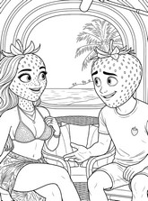 Coloriage à télécharger - Fraisita et Fraisio - L’île de la Skibidi Tentafruit