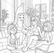 Dessin à colorier - Les filles - L’île de la Skibidi Tentafruit