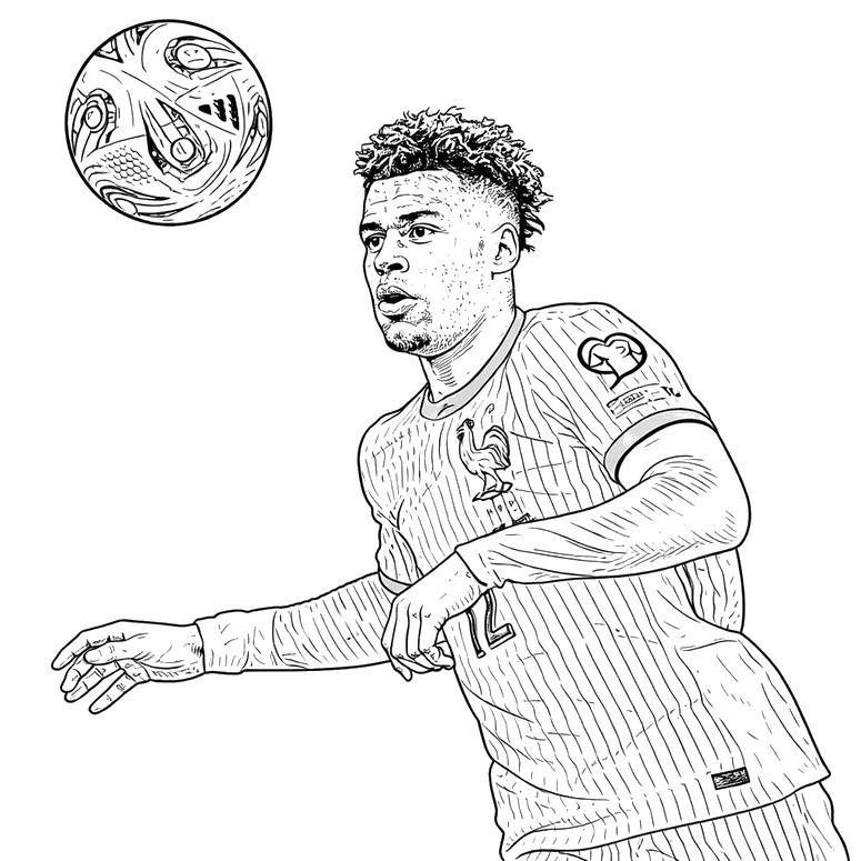 Kolorowanka do druku - Désiré Doué - Reprezentacja Francji w piłce nożnej 2026