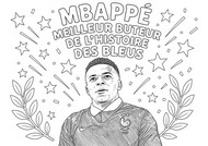 Coloriage gratuit - Mbappé meilleur buteur - Equipe de France de football 2026