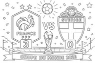 Tekening om in te kleuren - ronde van 32 - Frans nationaal voetbalteam 2026