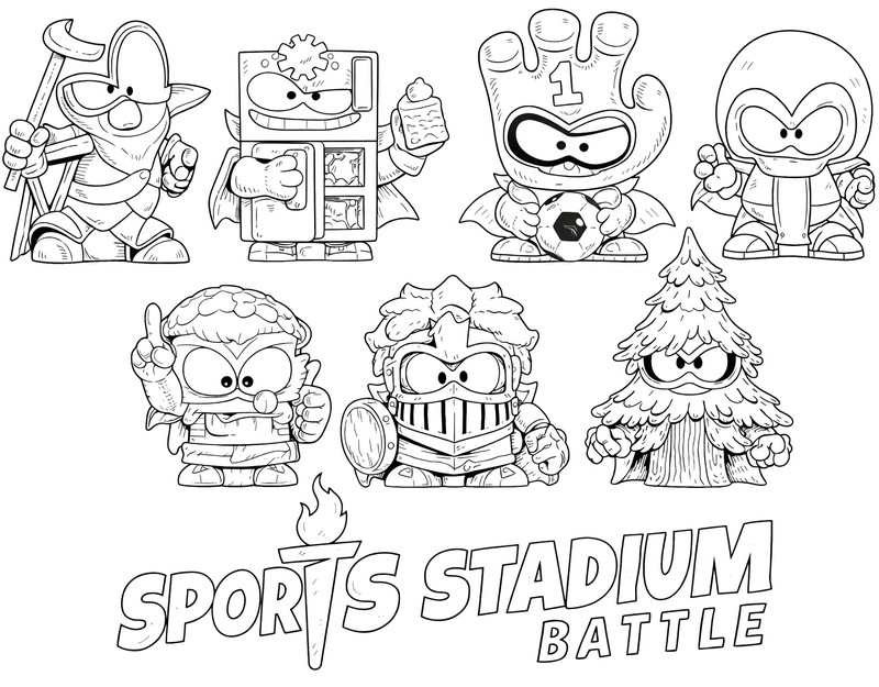 Coloriage à télécharger - Sports Stadium Battle - H - Superthings Kazoom Power Warriors