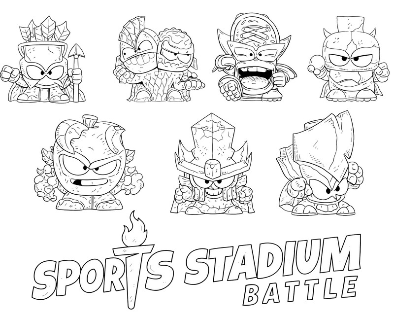 Image à colorier - Sports Stadium Battle - V - Superthings Kazoom Power Warriors