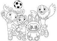 Ausmalbild zum Herunterladen - Die Maskottchen - Labubu - Fußball