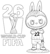 Zeichnung zum Ausmalen - Lautaro Martinez - Labubu - Fußball