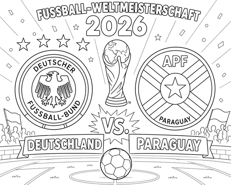 Ausmalblatt - Runde der letzten 32 - Deutsche Fußballnationalmannschaft 2026