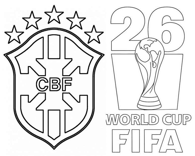 Feuille de coloriage - Coupe du monde FIFA - Equipe du Brésil de football 2026