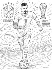 Printable coloring - Bruno Guimarães - Brazil national football team 2026