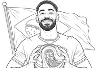 Downloadable coloring - Matheus Cunha - Brazil national football team 2026