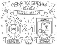 Coloring page - round of 32 - Brazil national football team 2026