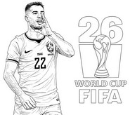 Coloriage gratuit - Gabriel Martinelli - Equipe du Brésil de football 2026