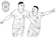 Coloriage à télécharger - Casemiro & Vinícius Jr - Equipe du Brésil de football 2026