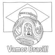 Dessin à colorier - Ballon coupe du monde - Equipe du Brésil de football 2026