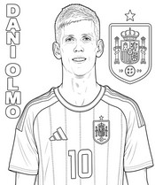 Feuille de coloriage - Dani Olmo - Equipe d'Espagne de football 2026