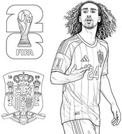 Coloriage à télécharger - Marc Cucurella - Equipe d'Espagne de football 2026