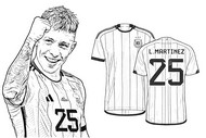 Ausmalbild zum Ausdrucken - Lisandro Martínez - Argentinische Fußballnationalmannschaft 2026