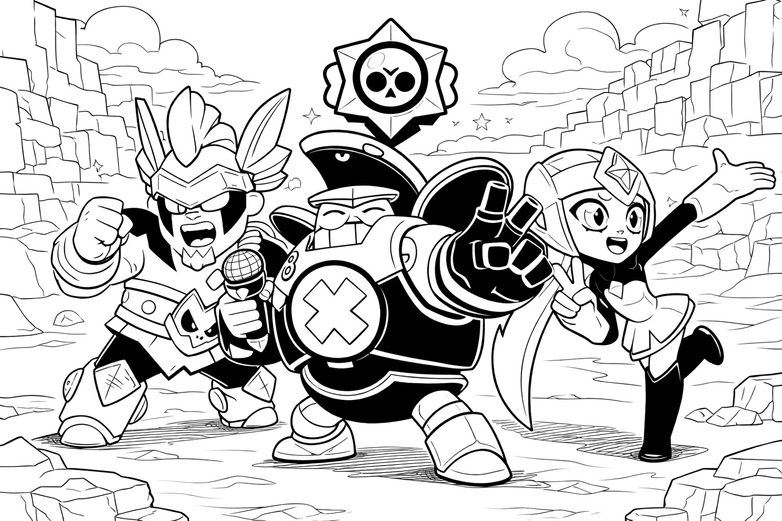 Coloring page - New brawlers - Brawl Stars - Damian Starr Nova Bolt