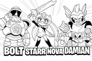 Downloadable coloring - Bolt, Starr Nova and Damian - Brawl Stars - Damian Starr Nova Bolt