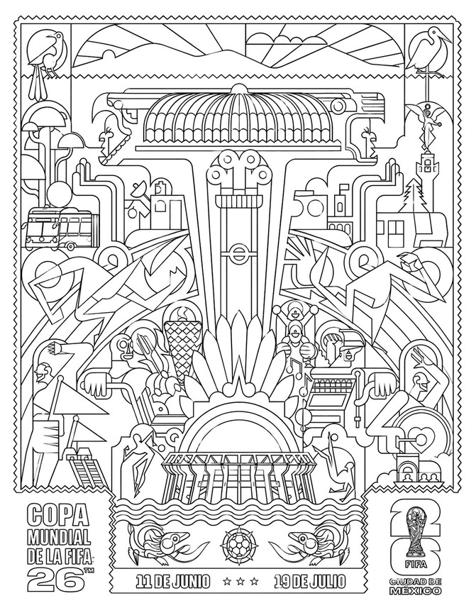 Coloriage - Coupe du monde à Mexico - Equipe du Mexique de football 2026