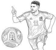Dessin à colorier - Santiago Giménez - Equipe du Mexique de football 2026
