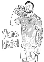 Image à colorier - Alexis Vega - Equipe du Mexique de football 2026