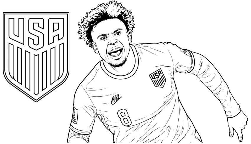 Coloriage à télécharger - Weston McKennie - Equipe des Etats-Unis de football 2026