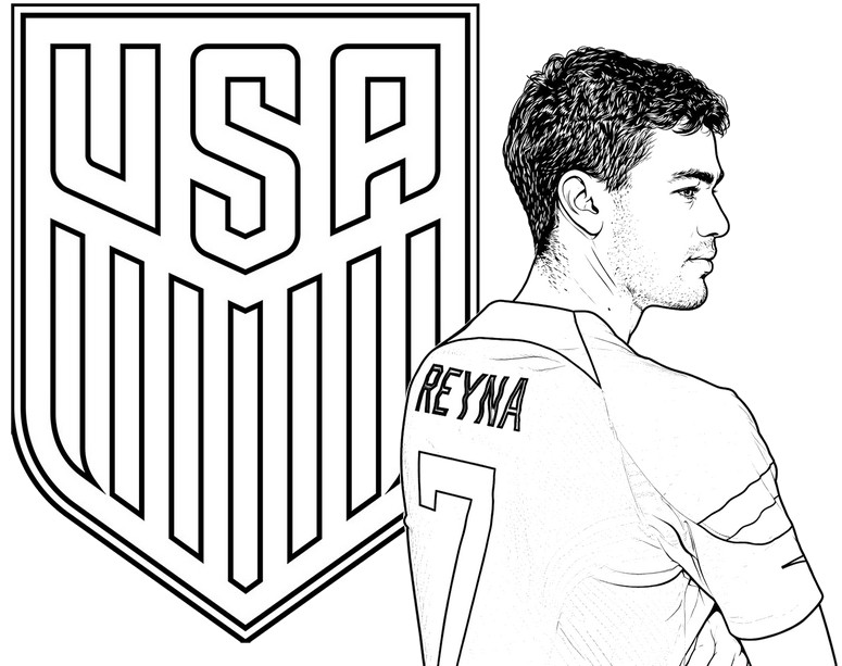 Coloriage - Gio Reyna - Equipe des Etats-Unis de football 2026