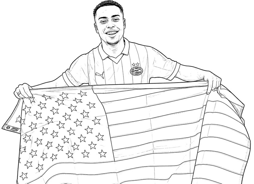 Coloriage à télécharger - Sergiño Dest - Equipe des Etats-Unis de football 2026