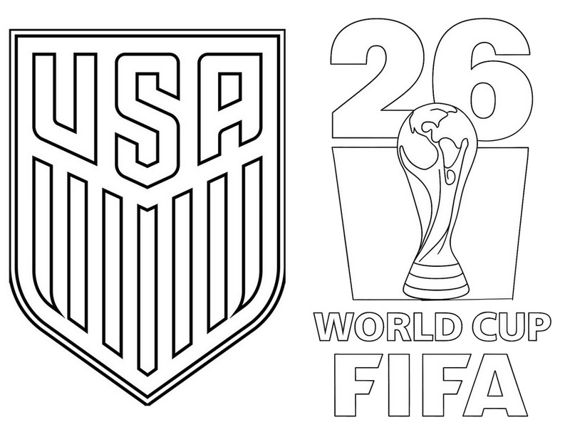 Dessin à colorier - Coupe du monde - Equipe des Etats-Unis de football 2026